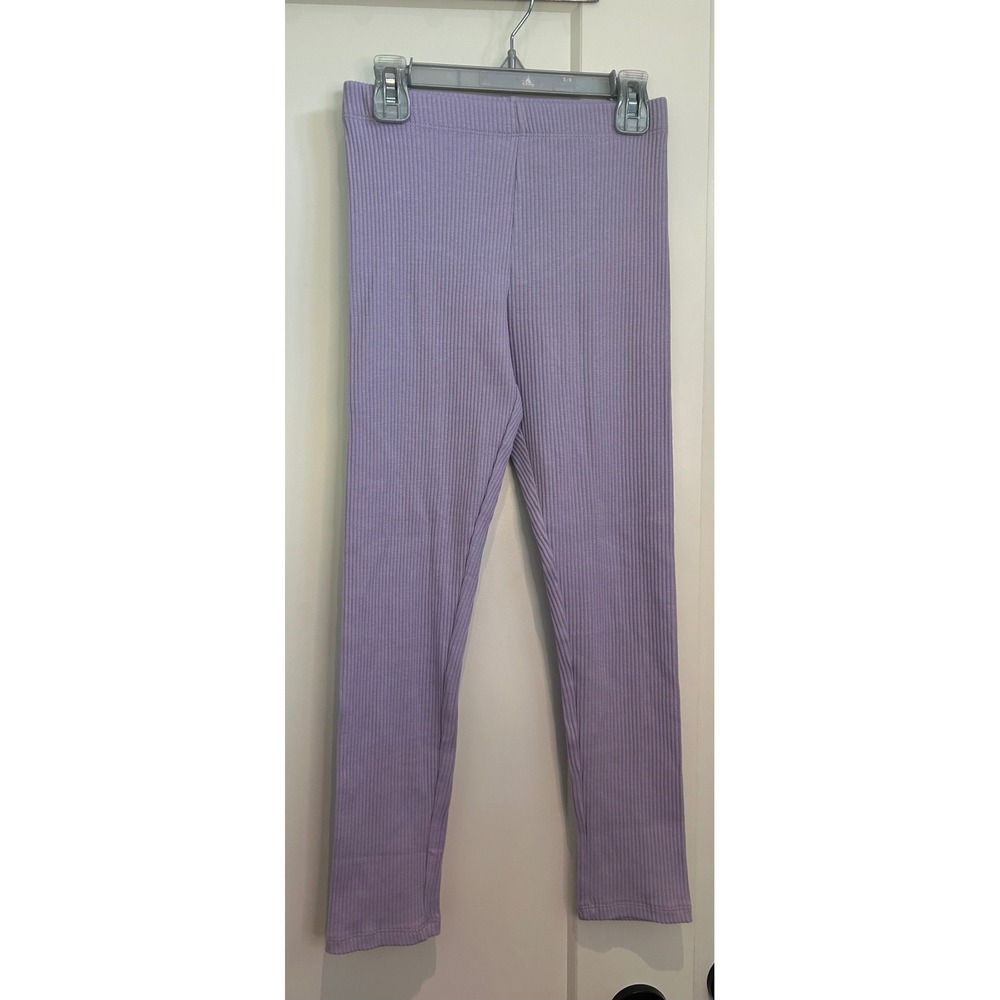 H&M Girls Purple Ribbed Organic Cotton Leggings Size 9-10Y NWT Lavender Slim Fit